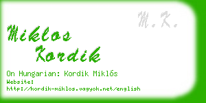 miklos kordik business card